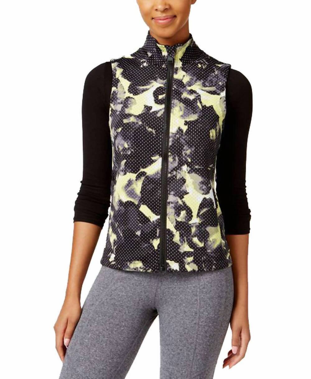 NEW CALVIN KLEIN activewear printed vest in icy yellow combo